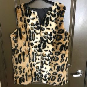 Express Faux Fur Cheetah Print Vest